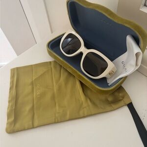 Gucci Ivory Sunglasses with Gold Case